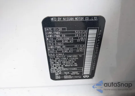 2020 Infiniti Qx50 Luxe Awd from USA, damaged, VIN 3PCAJ5M30LF112452